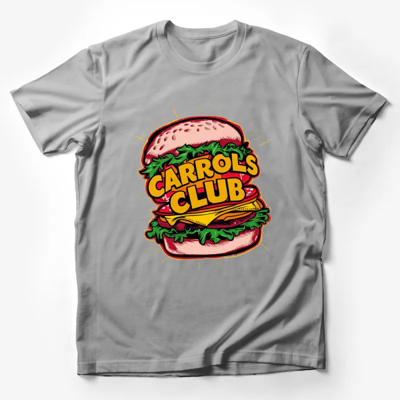 Vintage Carrol's Club Burger T-Shirt, Retro Fast Food Graphic Tee, Unisex Casual Shirt Male T-Shirt