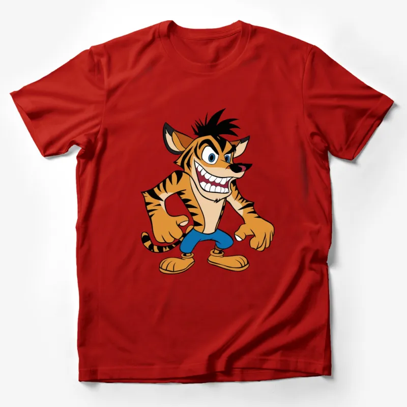 Cool Cartoon Tiger T-Shirt, Fun Animal Character Shirt for Kids, Unisex Graphic Tee Male T-Shirt