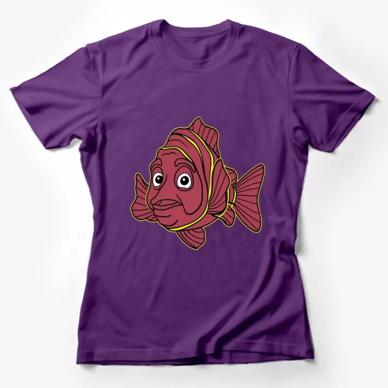 Colorful Cartoon Fish T-Shirt, Graphic Red Fish Tee, Casual Unisex Outfit, Cute Animal Design Top for All Female T-Shirt