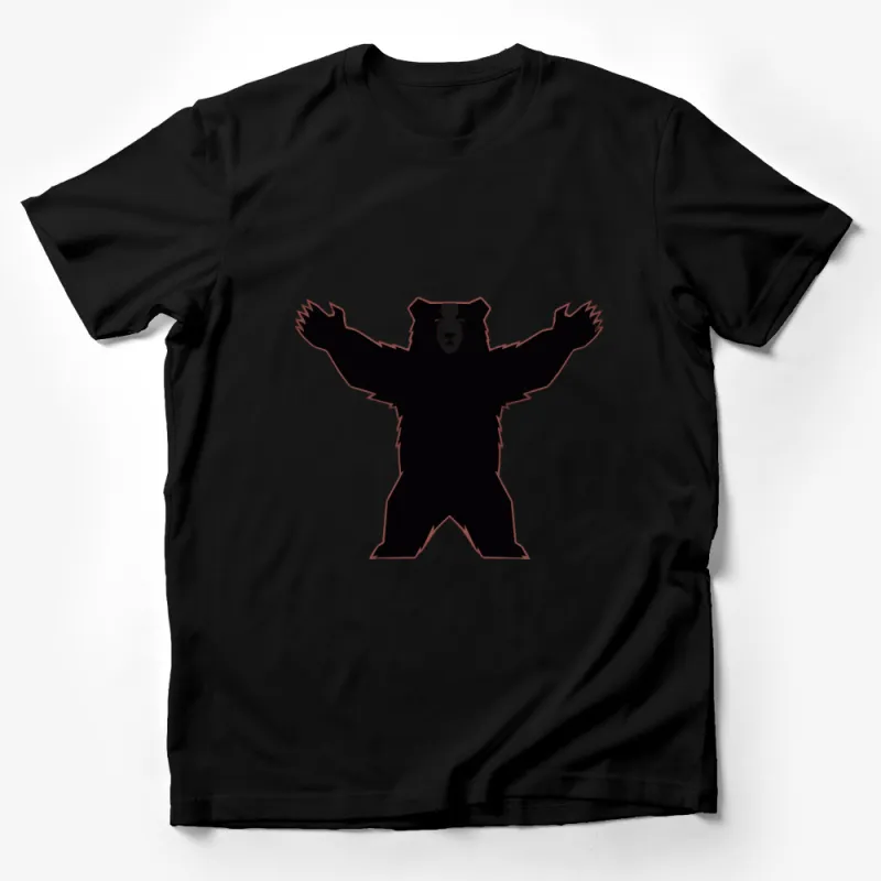 Bear Silhouette T-Shirt, Bold Graphic Animal Outline, Unisex Fashion Tee, Casual Outdoor Apparel Male T-Shirt