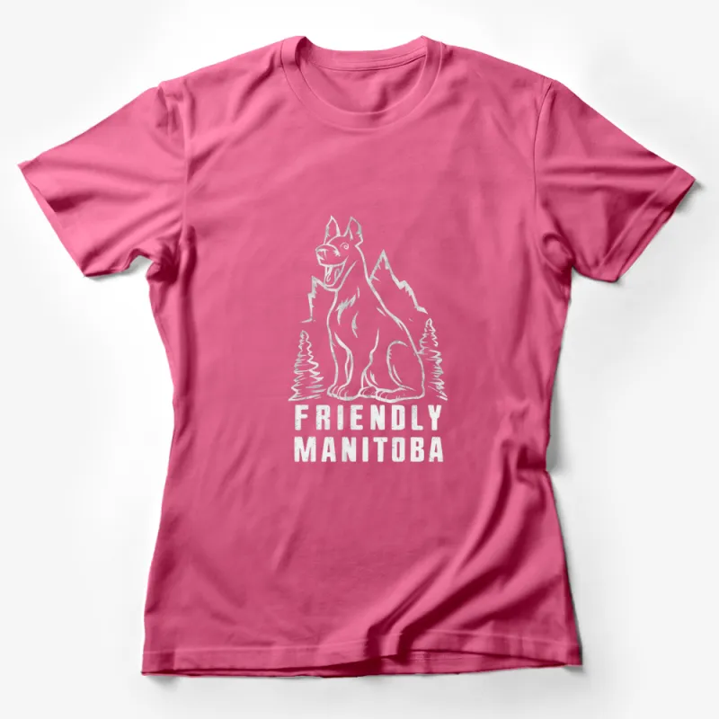 Friendly Manitoba German Shepherd Dog Graphic T-Shirt, Black Casual Dog Lover Tee, Unisex Forest Graphic Tee Female T-Shirt