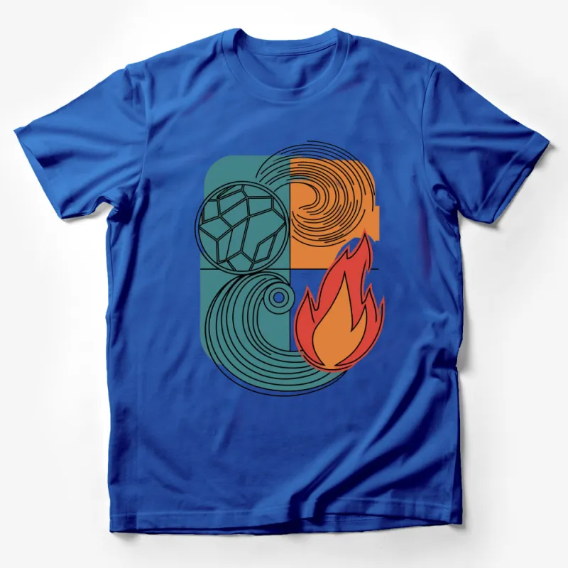 Abstract Four Elements Earth Air Fire Water Nature Inspired T-Shirt Design Male T-Shirt