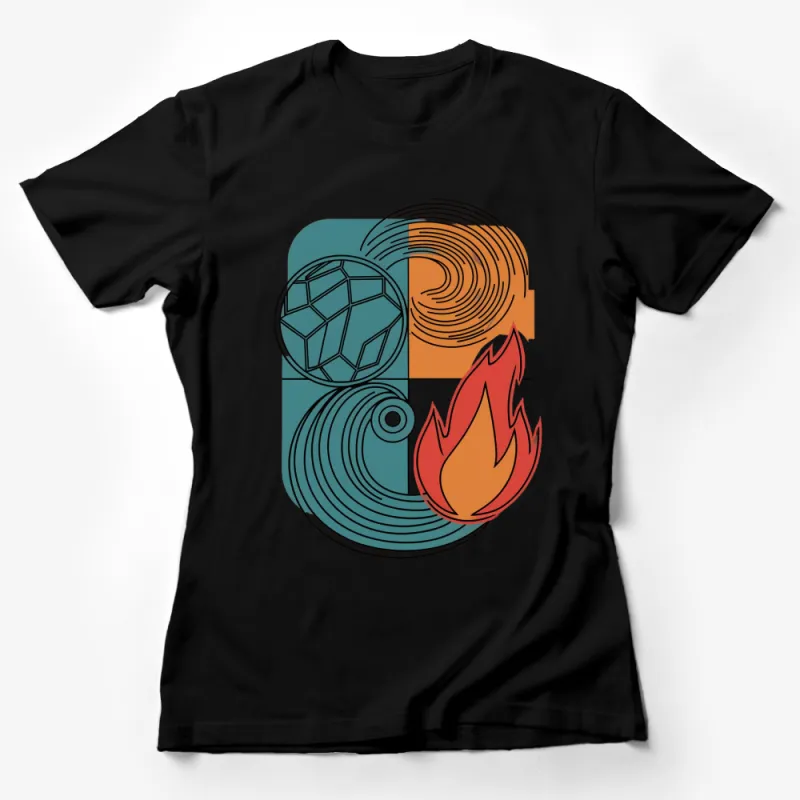 Abstract Four Elements Earth Air Fire Water Nature Inspired T-Shirt Design Female T-Shirt