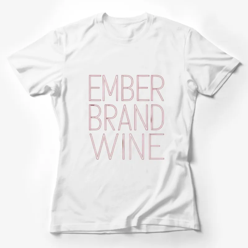 Ember Brand Wine Text T-Shirt, Rose Gold Script Typography Fashion Tee Female T-Shirt