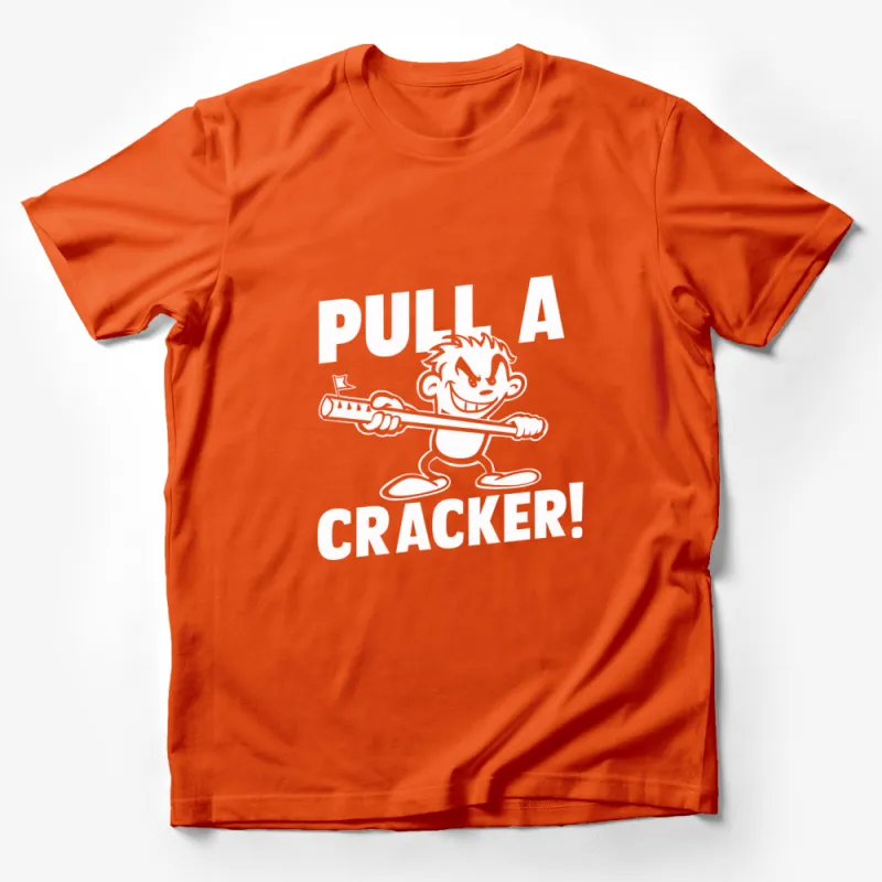 Funny Pull A Cracker T-Shirt, Vintage Comic Style Graphic Tee, Black and White Casual Shirt Male T-Shirt