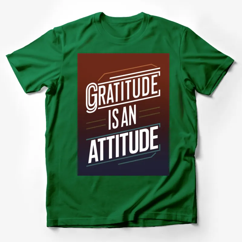 Inspirational Gratitude Is An Attitude T-Shirt, Positive Message Typography Tee, Motivational Apparel Male T-Shirt