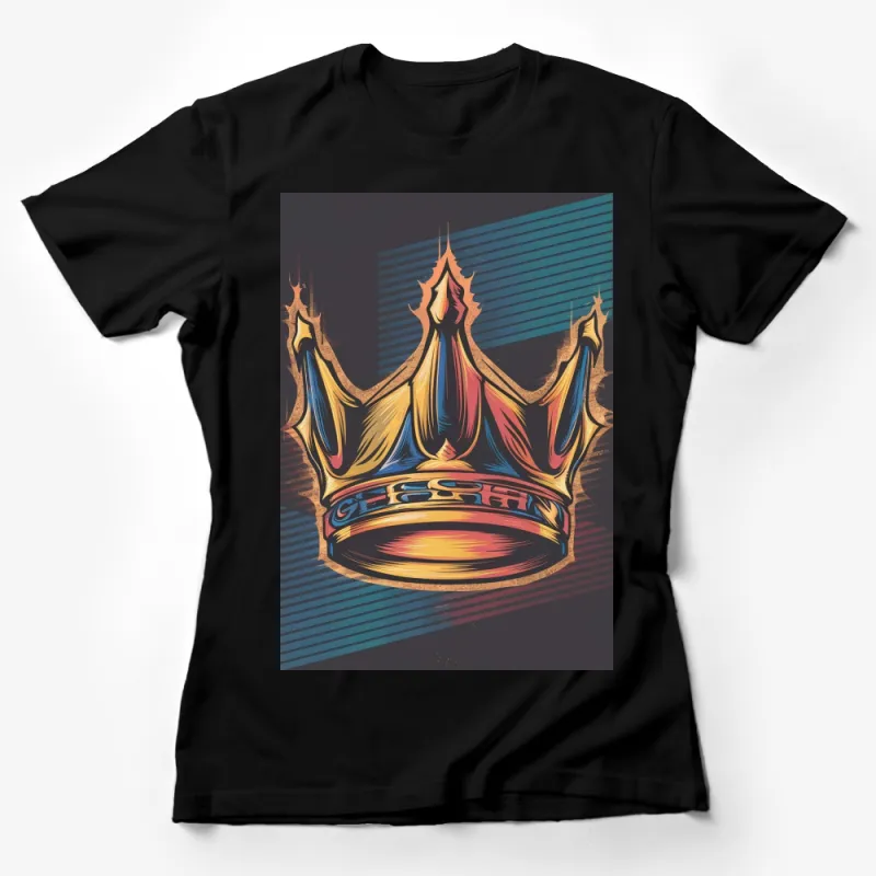 Vintage Style Royal Crown T-Shirt, Colorful King Crown Graphic Tee, Unique Monarchy Symbol Shirt Female T-Shirt