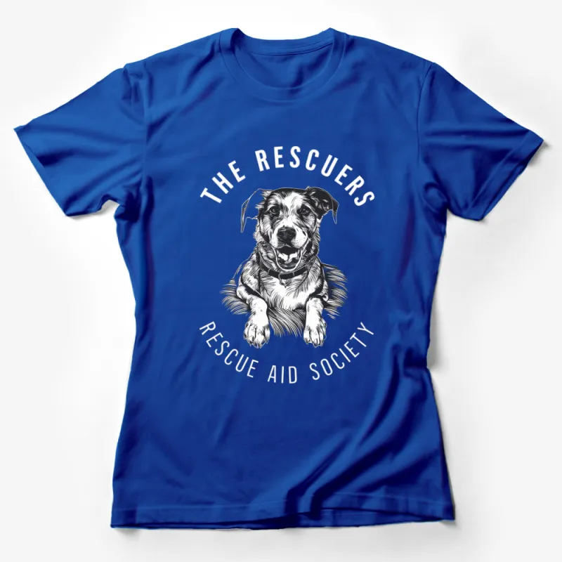 The Rescuers Rescue Aid Society Dog Graphic T-Shirt, Black and White Animal Lover Tee Female T-Shirt