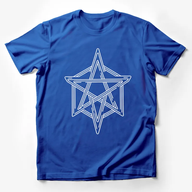 Unisex Geometric Star Design T-Shirt, Modern Minimalist Style Tee, Casual Graphic Shirt for All Male T-Shirt