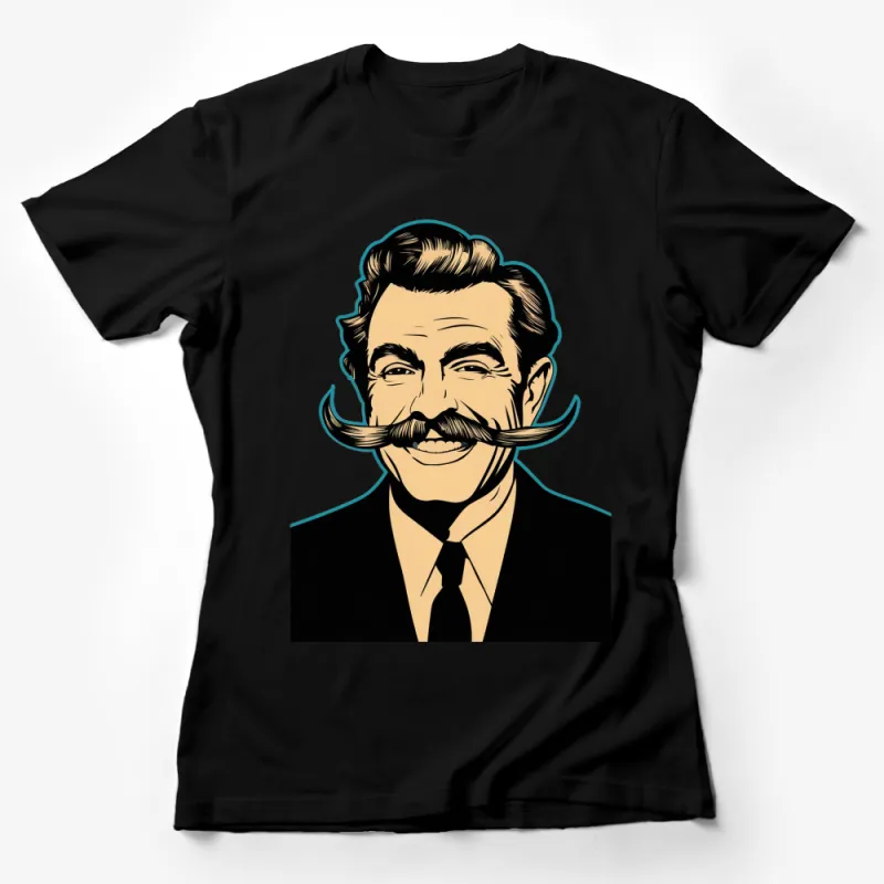 Vintage Mustache Man T-Shirt, Retro Gentleman Style Tee, Unique Graphic Design Shirt, Gift Female T-Shirt