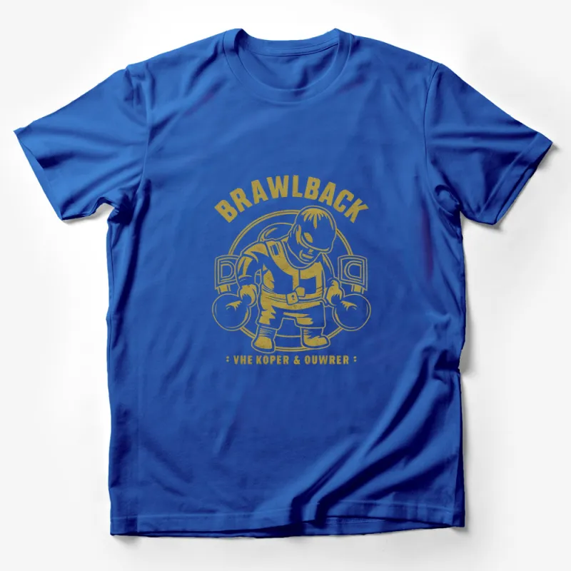 Brawlback Vintage Wrestler Graphic T-Shirt, Retro Wrestling Tee, Unique Fighter Design Shirt, Soft Cotton Male T-Shirt