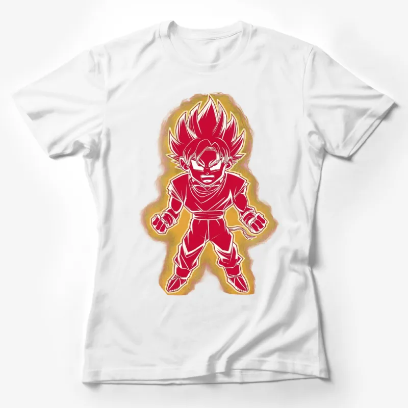 Red Saiyan Warrior Character T-Shirt, Anime Inspired Graphic Tee, Unisex Manga Shirt Female T-Shirt