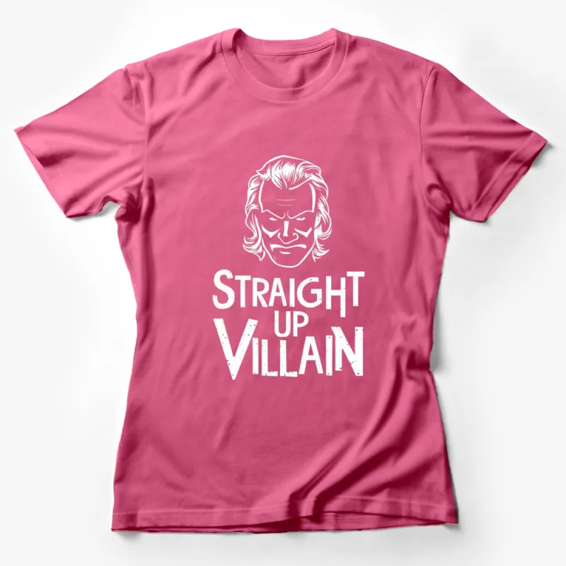 Straight Up Villain T-Shirt, Black and White Graphic Tee, Men's Fashion, Urban Streetwear, Cool Retro Design Female T-Shirt