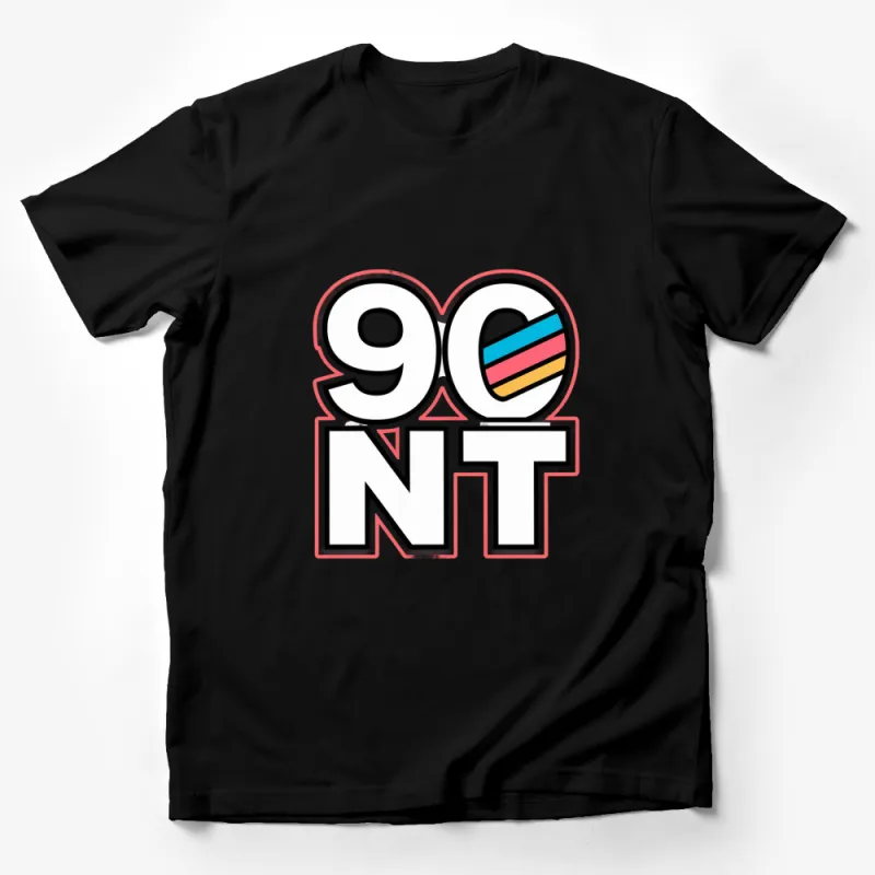 Retro 90s NT Graphic T-Shirt, Vintage Style Colorful Striped Tee, Unisex Casual Fashion Top Male T-Shirt