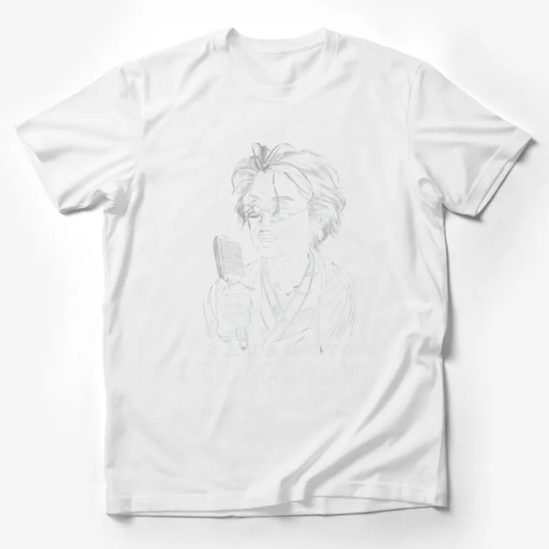 Sakamoto Nichijou Anime Style Sketch T-Shirt, Unique Manga Art Print Tee, Unisex Casual Wear Male T-Shirt