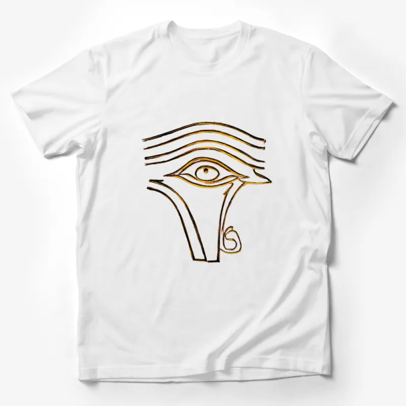 Eye of Horus T-Shirt, Ancient Egyptian Symbol, Gold Line Art Tee, Unisex Male T-Shirt