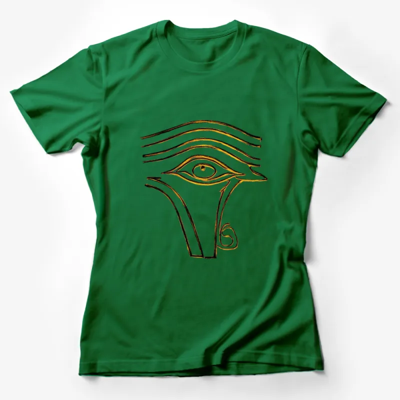 Eye of Horus T-Shirt, Ancient Egyptian Symbol, Gold Line Art Tee, Unisex Female T-Shirt