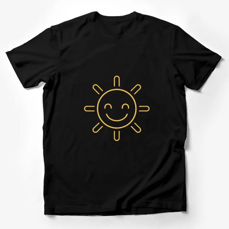 Smiling Sun Graphic T-Shirt, Summer Sunshine Yellow Print, Casual Unisex Tee for Beach Days Male T-Shirt