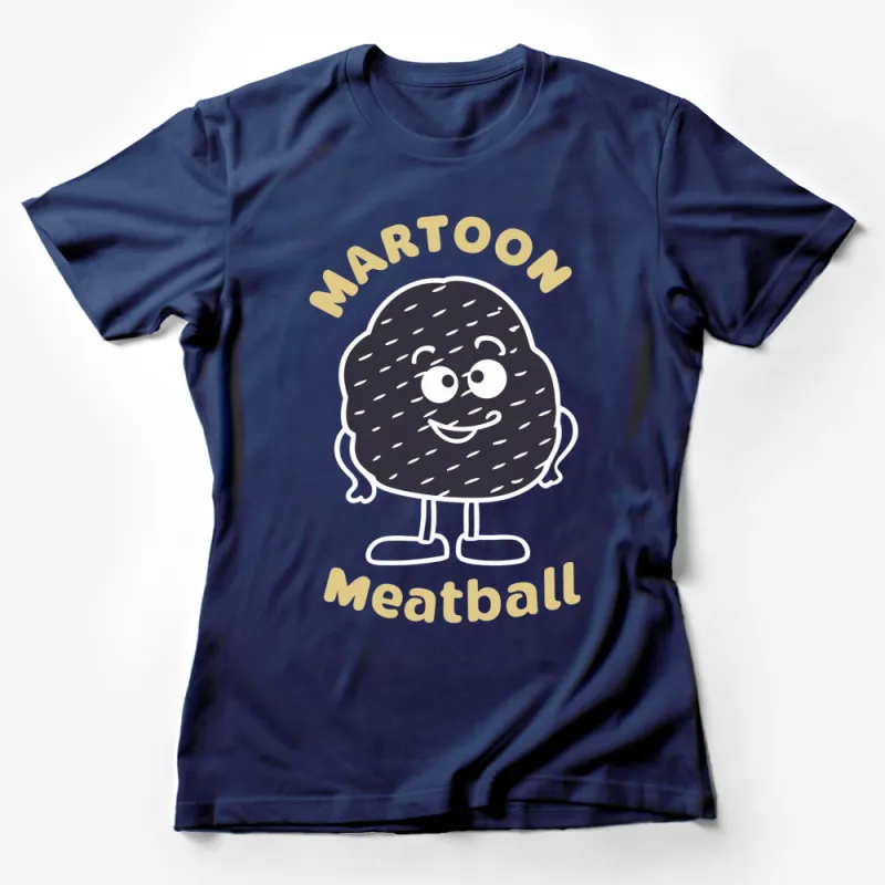 Martoon Meatball Cartoon Character T-Shirt, Funny Food Graphic Tee, Unique Novelty Shirt Female T-Shirt