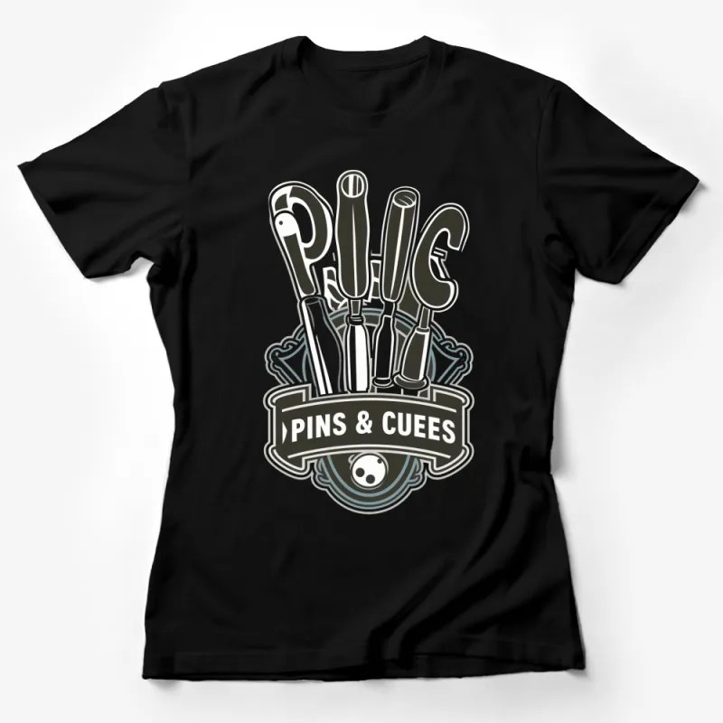 Billiards Pool Cue Sticks Graphic T-Shirt, Billiards Club Apparel, Gifts for Pool Players Female T-Shirt