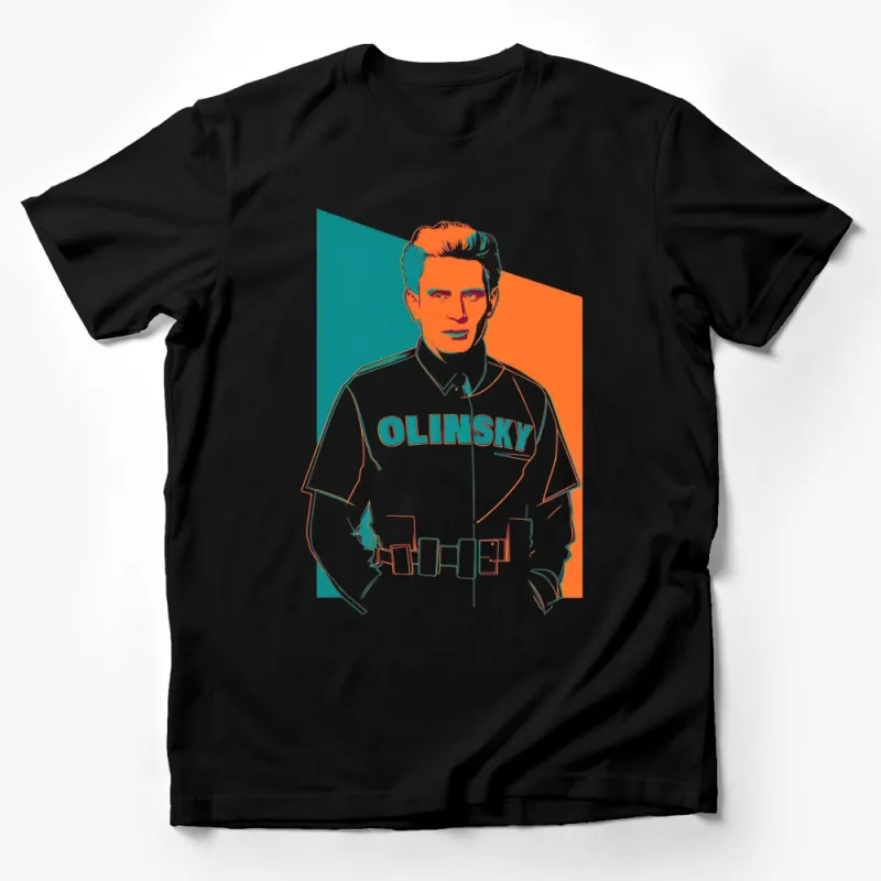 Vintage Style Olinsky Graphic T-Shirt, Retro Pop Art Inspired, Bold Colors, Unisex Fashion Tee Male T-Shirt