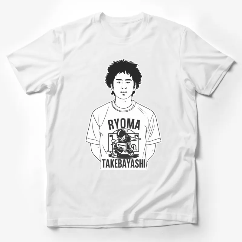 Takebayashi Ryoma Graphic T-Shirt, Streetwear Style Anime Shirt, Black and White Tee, Hipster Trendy Design, Youth Fashion Top Male T-Shirt