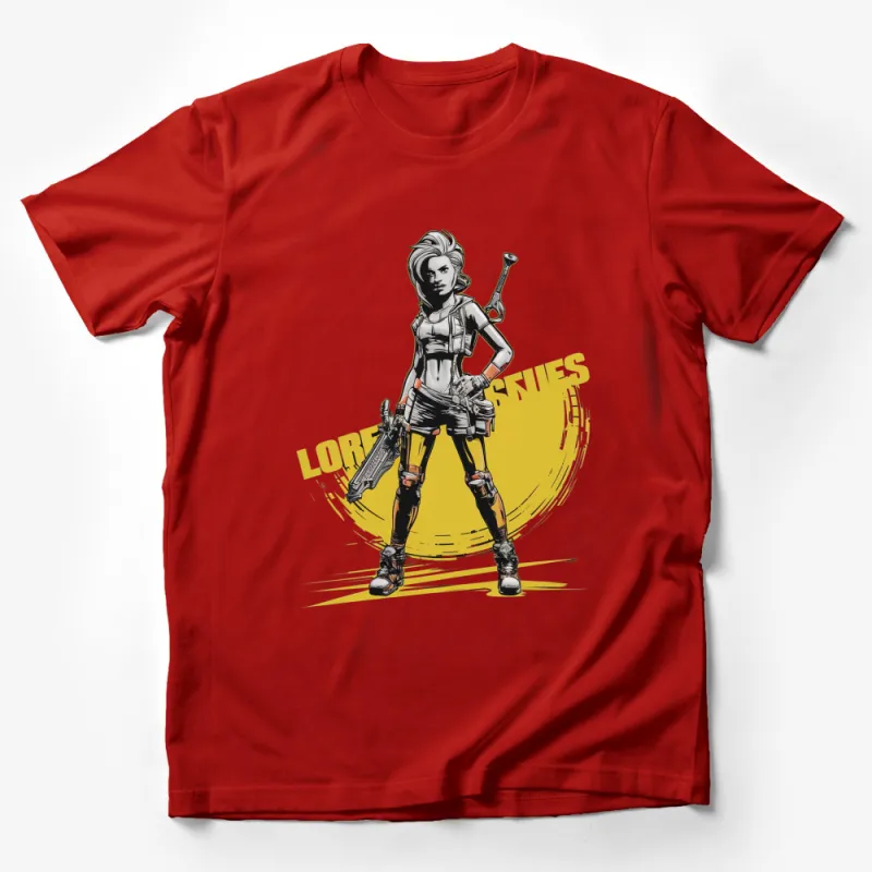 Women's Graphic Tee with Fierce Female Warrior Design, Bold Fashion Statement T-Shirt Male T-Shirt