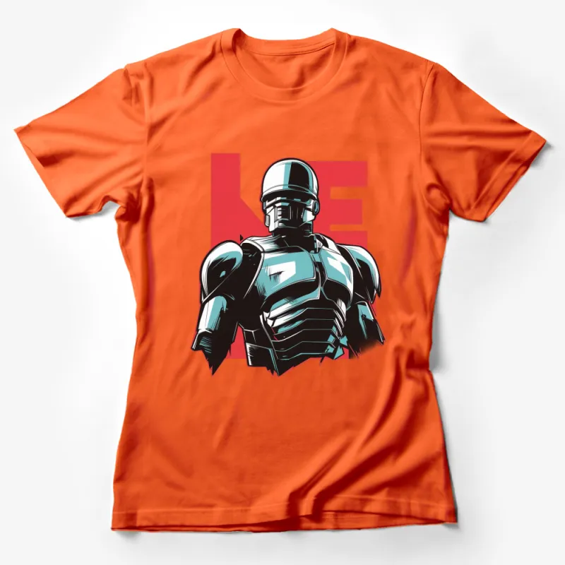 Futuristic Robot Warrior T-Shirt, Bold Red Graphic, Sci-Fi Armor Design, Unisex Tee Female T-Shirt