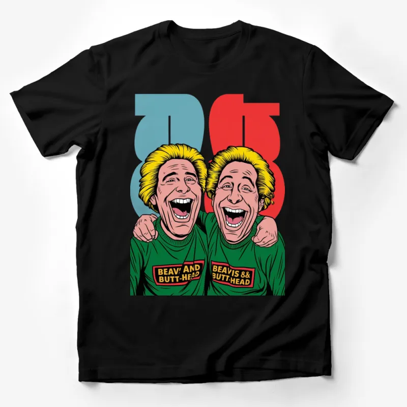 Retro Cartoon Duo Green T-Shirt, Beavis and Butt-Head, 90s Nostalgia Tee, Unisex Graphic Top Male T-Shirt