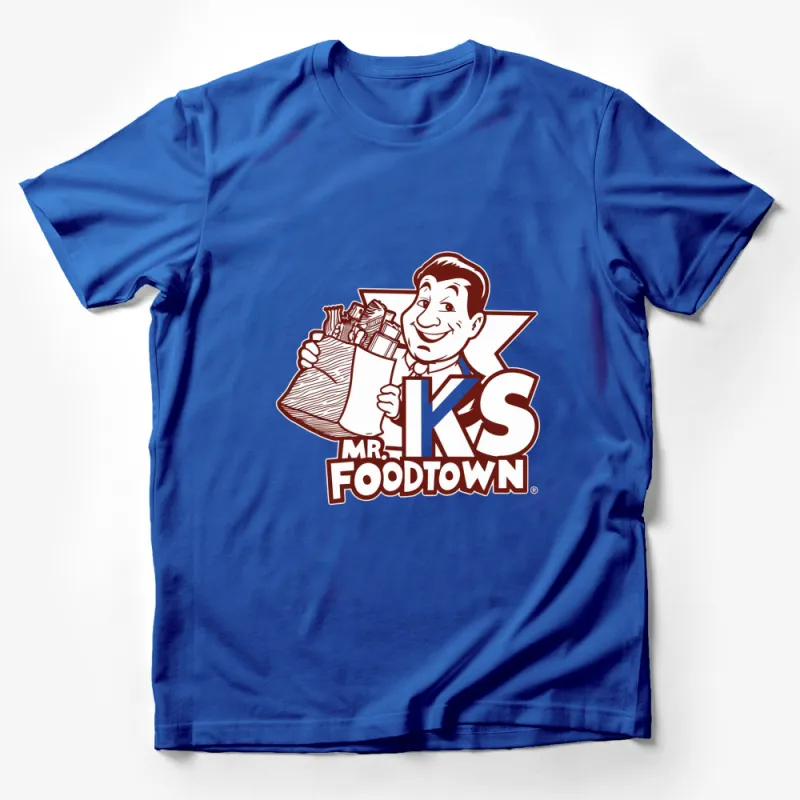 Vintage Mr. Foodtown Graphic T-Shirt, Classic Red and White Logo, Retro Grocery Store Mascot Tee Male T-Shirt