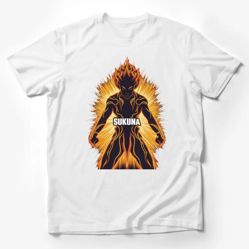 Sukuna Graphic T-Shirt, Fiery Anime Inspired Design, Unisex Cotton Tee, Bold Stylish Top, Cool Gift Idea Male T-Shirt