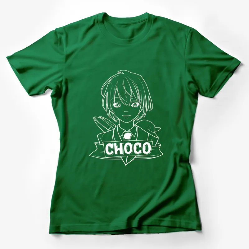 Anime School Girl T-Shirt, Cute Manga Character Tee, Black and White Choco Shirt, Unique Graphic Tee for Teens Female T-Shirt