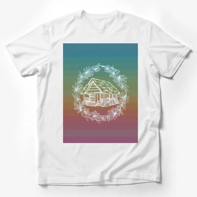 Tropical Beach House T-Shirt, Floral Paradise Cabin Tee, Summer Vibes Shirt, Vacation Home Apparel Male T-Shirt