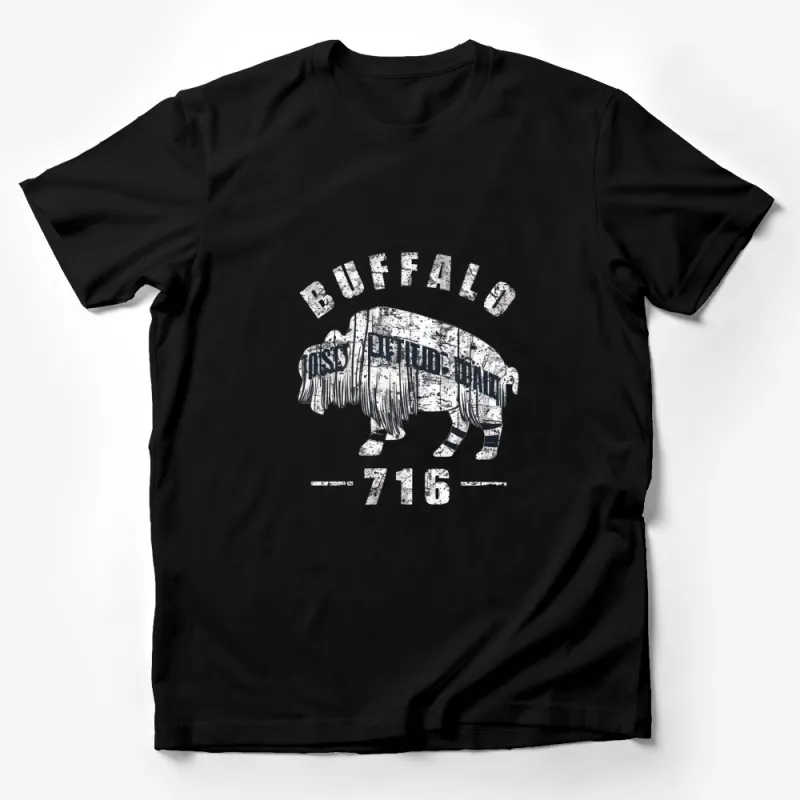 Buffalo 716 Vintage Style T-Shirt, Distressed Bison Graphic Tee, Unisex Adult Clothing Male T-Shirt