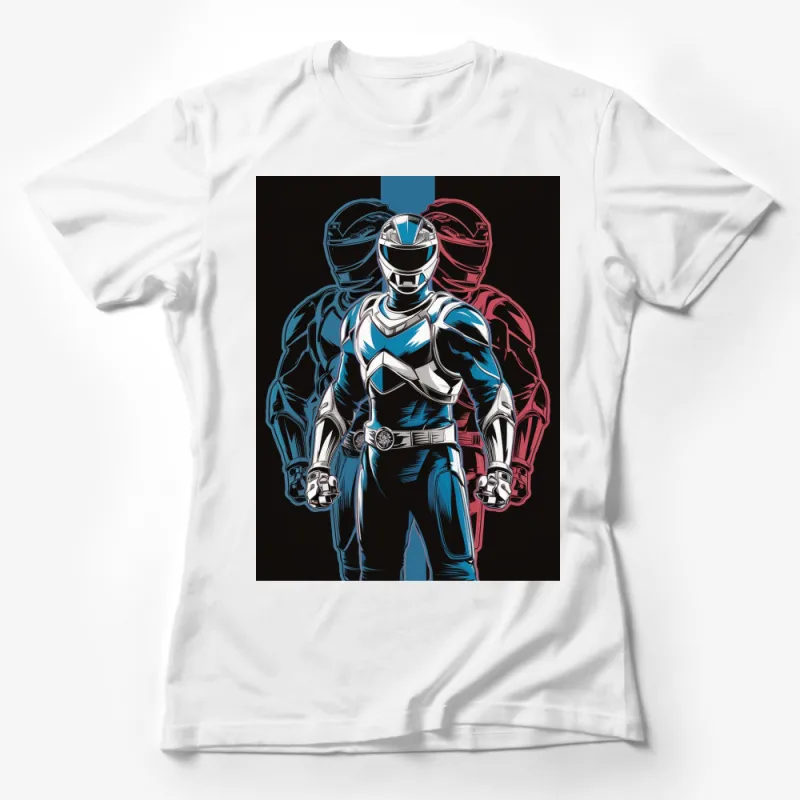 Blue Power Ranger T-Shirt, Vintage Style Superhero Tee, Classic TV Show Graphic Shirt, Fan Gift Female T-Shirt