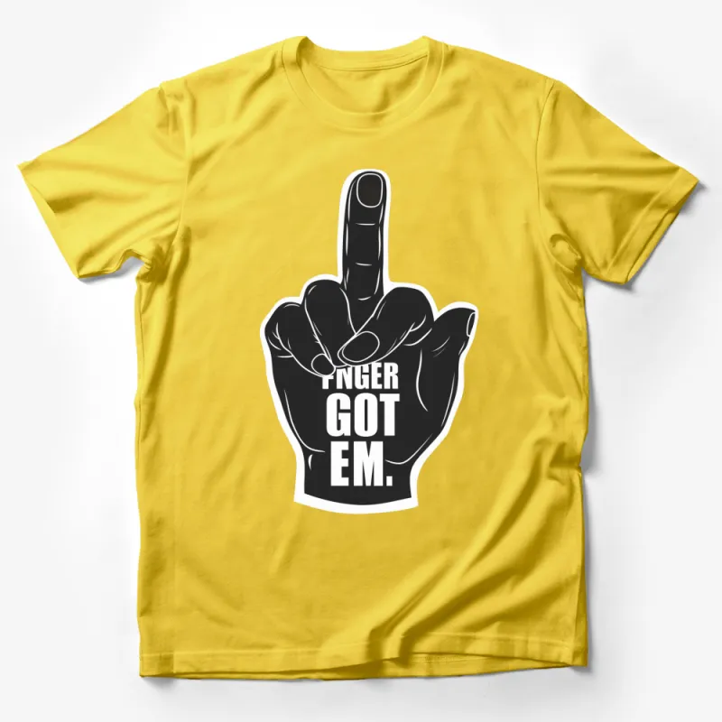 Bold Finger Got Em Graphic T-Shirt, Trendy Statement Tee, Urban Style Streetwear, Unique Design Casual Apparel Male T-Shirt