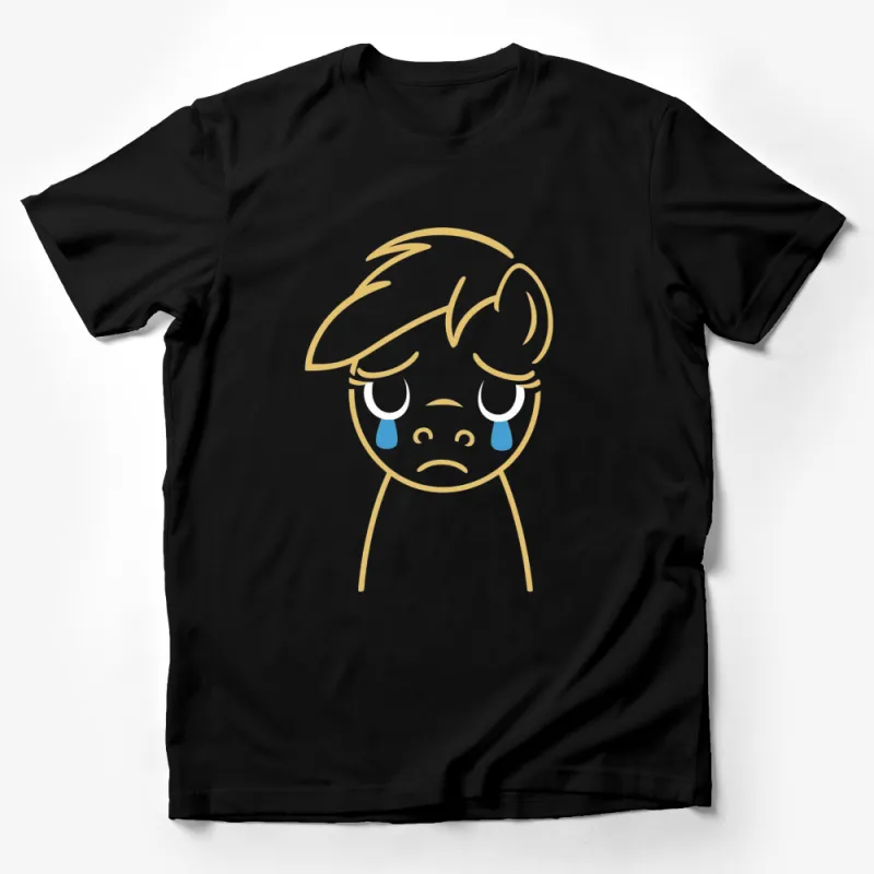 Cute Cartoon Pony T-Shirt, Sad Pony Graphic Tee, Unisex Kids' and Adult Sizes Available Male T-Shirt