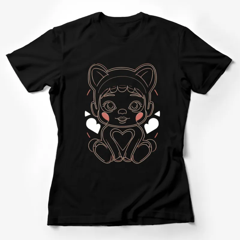 Cute Cartoon Cat Girl T-Shirt, Kids Whimsical Cat Tee, Kawaii Kids Fashion, Unique Graphic Tee, Perfect Gift Idea Female T-Shirt