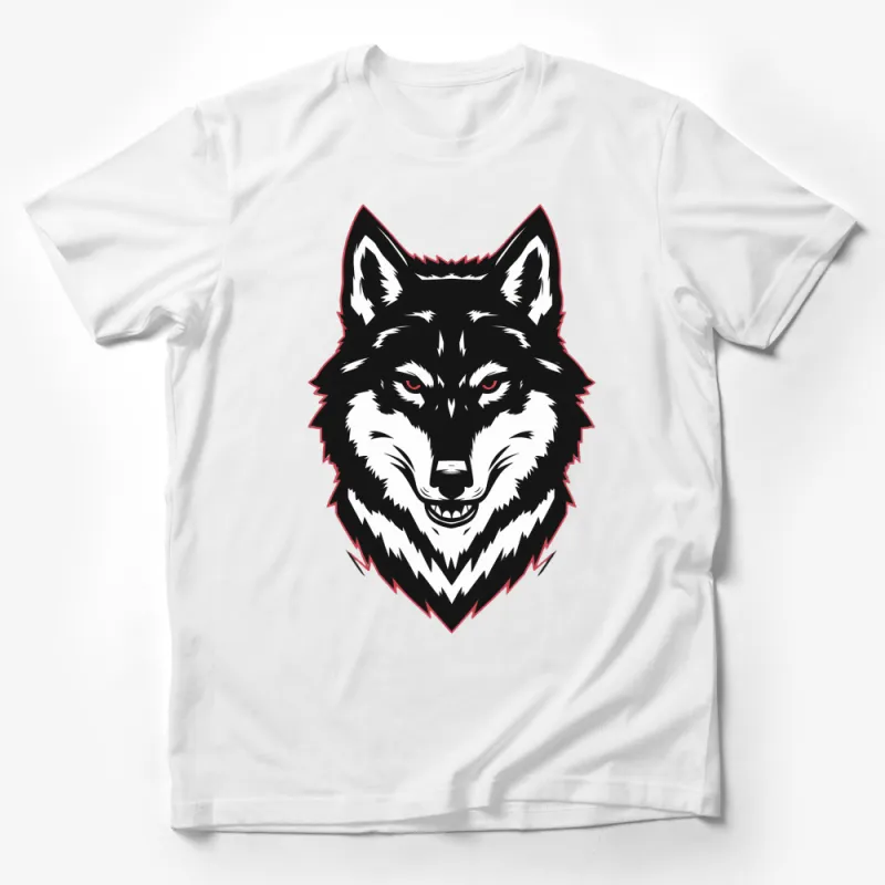 Men's Graphic Wolf T-Shirt, Bold Red and Black Wolf Design, Casual and Stylish Streetwear, Perfect for Animal Lovers Male T-Shirt