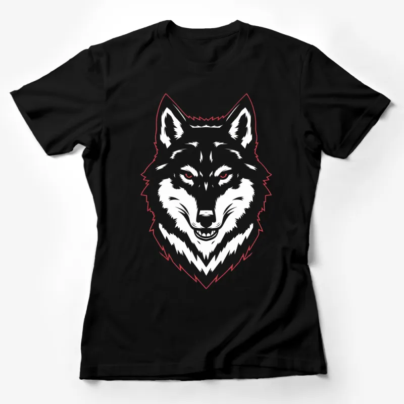 Men's Graphic Wolf T-Shirt, Bold Red and Black Wolf Design, Casual and Stylish Streetwear, Perfect for Animal Lovers Female T-Shirt