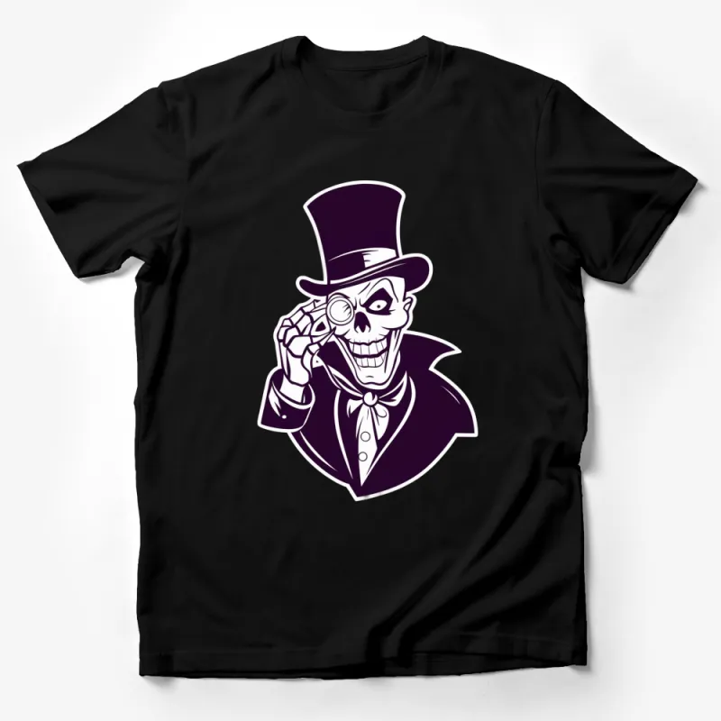 Gothic Skeleton Gentleman T-Shirt, Unique Elegant Skull Design, Monochrome Fashion Tee, Unisex Male T-Shirt