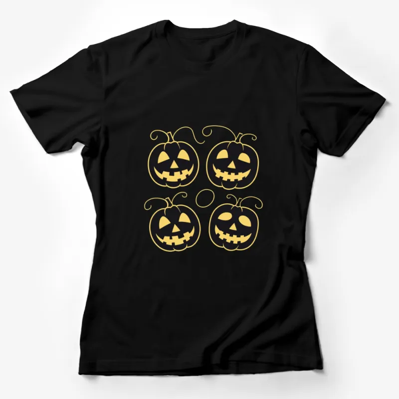 Halloween Pumpkin Faces T-Shirt, Spooky Jack-O'-Lantern Graphic Tee, Unisex Fall Shirt Design Female T-Shirt