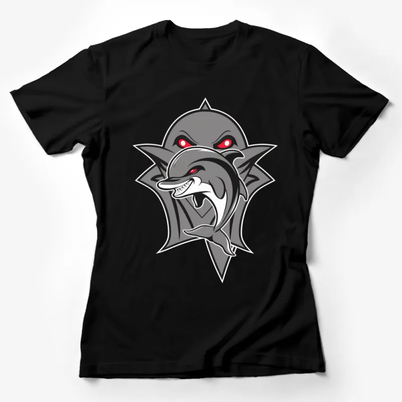 Unique Shark Graphic T-Shirt, Men's Red Eyed Shark Design, Cool Predator Tee Female T-Shirt