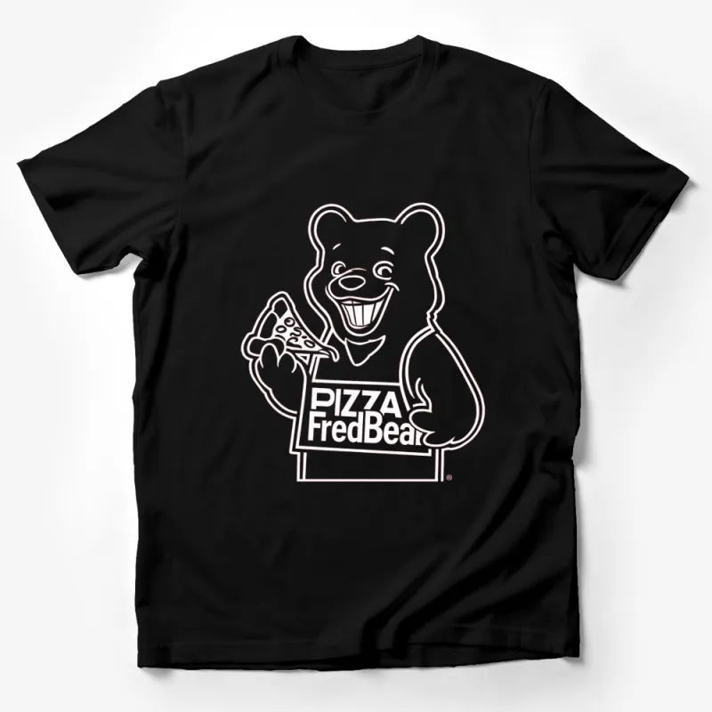 Pizza FredBear T-Shirt, Cartoon Bear Eating Pizza, Graphic Black Tee for All Ages Male T-Shirt