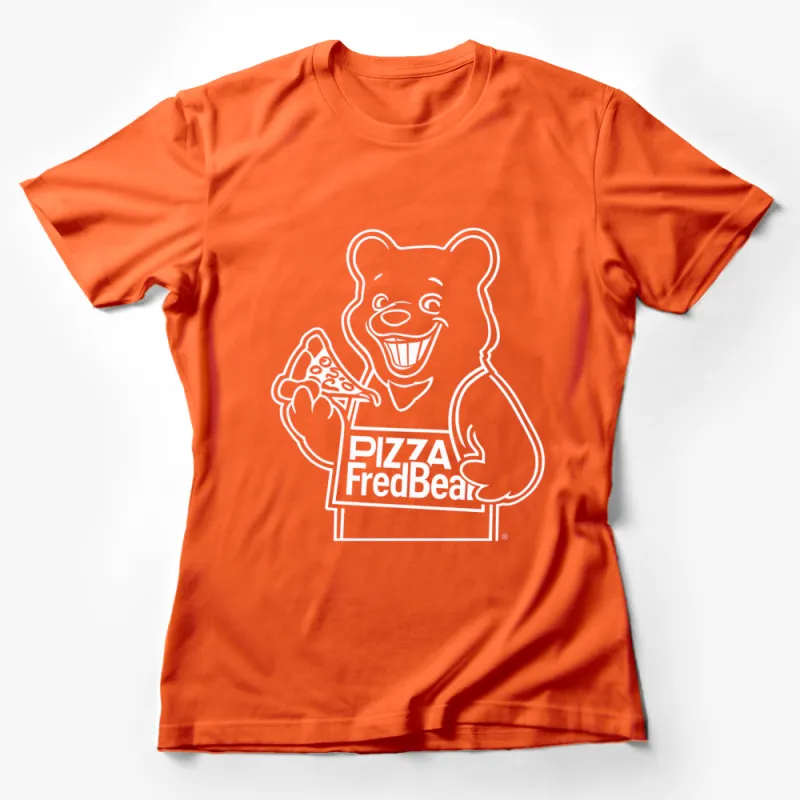 Pizza FredBear T-Shirt, Cartoon Bear Eating Pizza, Graphic Black Tee for All Ages Female T-Shirt