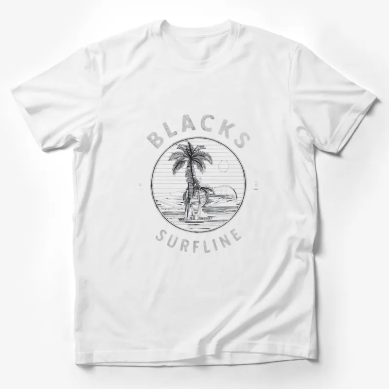 Blacksurfline Palm Tree Design, Tropical Beach Graphic T-Shirt, Unisex Summer Fashion Top Male T-Shirt