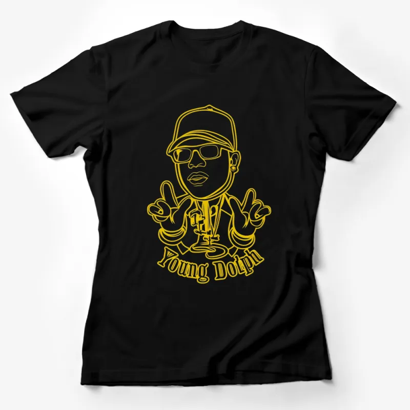 Hip Hop Artist Graphic T-Shirt, Gold Line Art, Trendy Music Culture Tee, Fashionable Streetwear Top Female T-Shirt