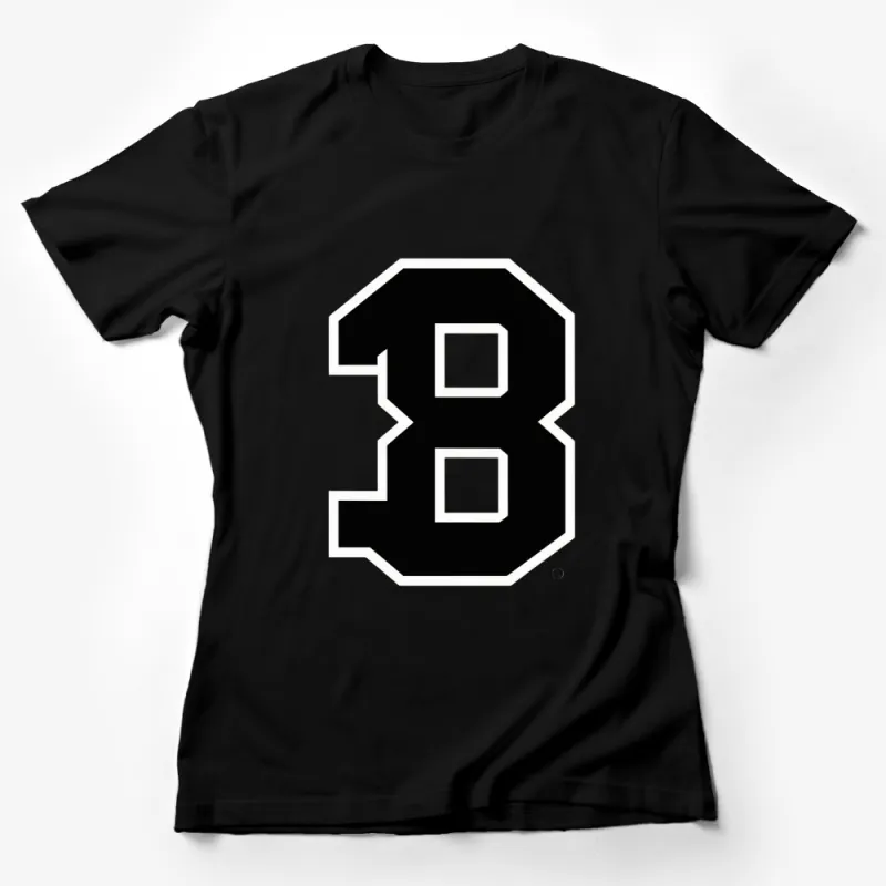 Classic Black Number 8 Sports Jersey T-Shirt, Athletic Style Tee, Unisex Casual Top Female T-Shirt