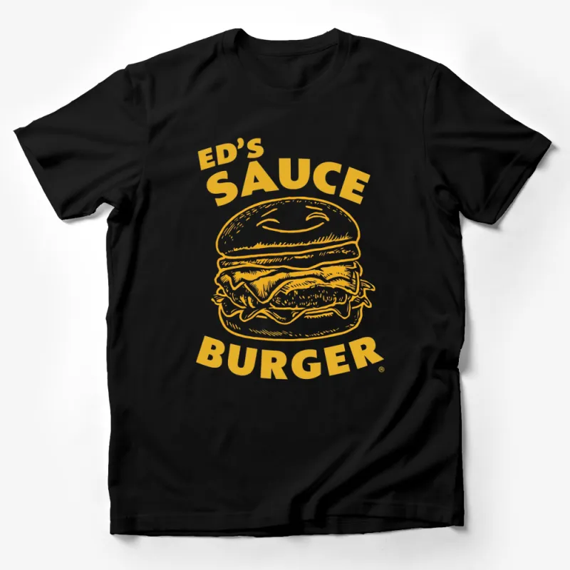 Ed's Sauce Burger Graphic T-Shirt, Vintage Food Shirt, Unisex Yellow Tee Male T-Shirt