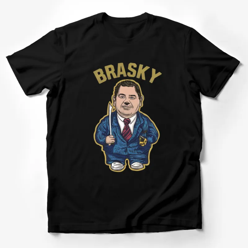 Vintage Inspired Brasky Cartoon T-Shirt, Funny Character Tee, Unique Graphic Design Shirt, Gift for Him Male T-Shirt